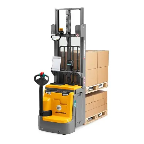 Штабелер электрический самоходный Jungheinrich EJC 214z DZ, 4300 мм  с доп. подъемом опорных лап картинка